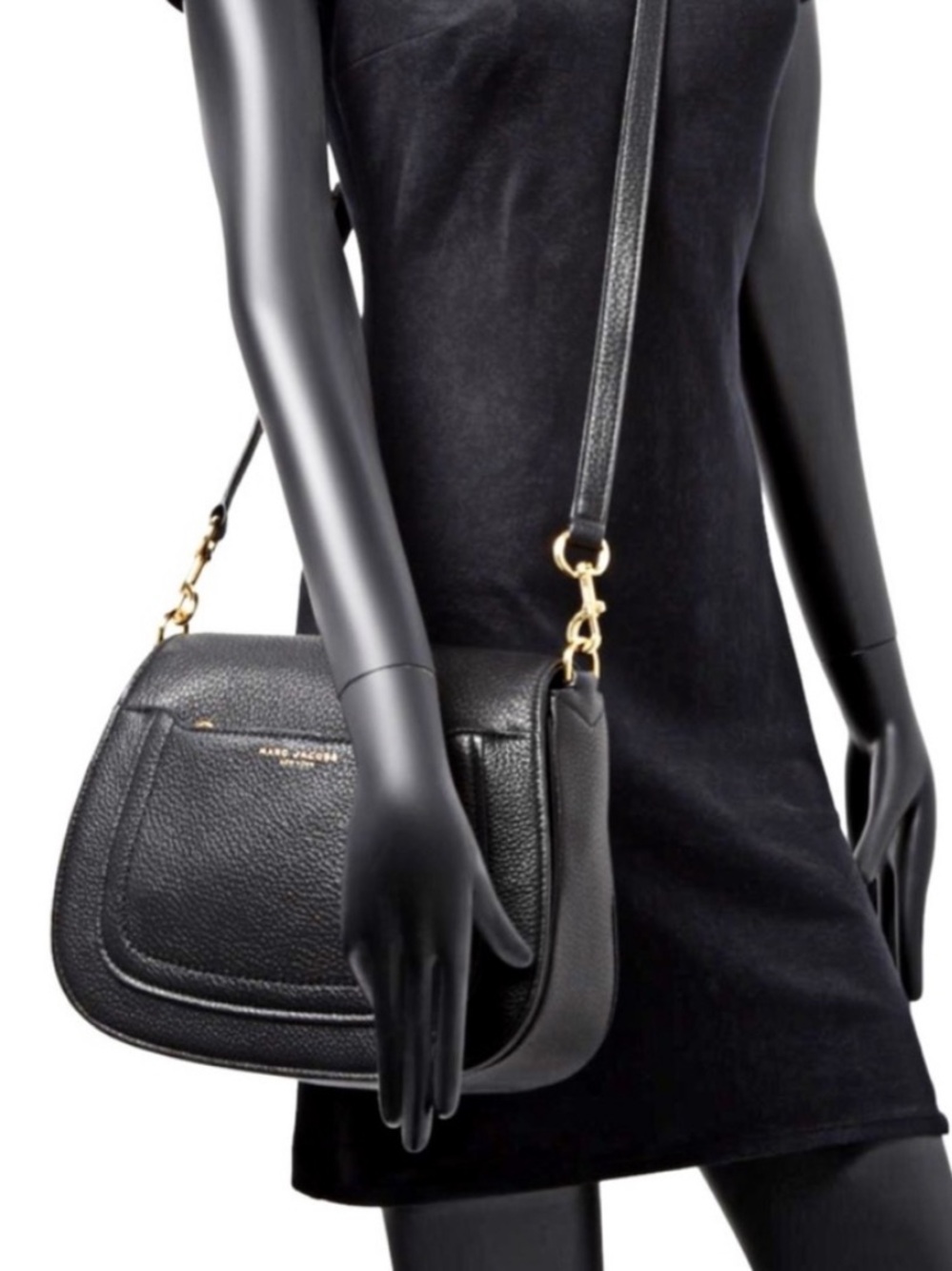 Marc Jacobs Large Empire City Messenger  Leather Crossbody Bag (Black)
